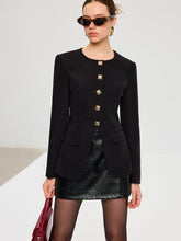 Split Hem Metal Button Blazer