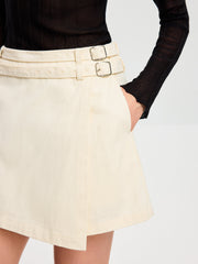 Double Belt Mid-Waist Skort