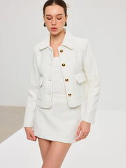 Tweed Lapel Jacket and Mini Skirt Set