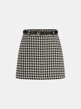 Houndstooth Belted Mini Skirt