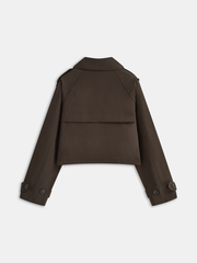 Double-Button Cropped Trench Coat