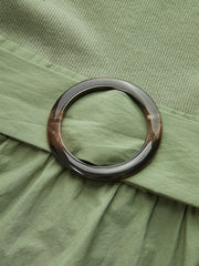 Cotton Blend Ruffled Belted Sleeveless Maxi Dress