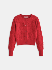 Embroidered Crew Neck Knit Top