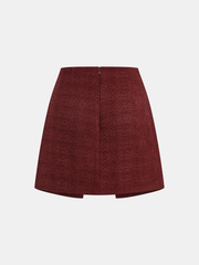 Metal Detail Tweed Slit Mini Skirt