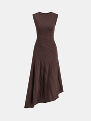 Sleeveless Asymmetric Midi Sweater Dress