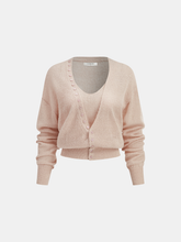 Wool Blend Cropped Cardigan & Top Set