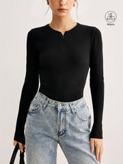 Slim Fit Zip-Front Long Sleeve T-Shirt