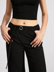 Mid-Waist Straight-Leg Pants