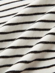 Striped Asymmetric Neck Slit Knit Top