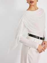 Draped Mesh Long Sleeve Blouse