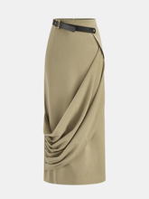 Belted Asymmetrical Drape Skirt