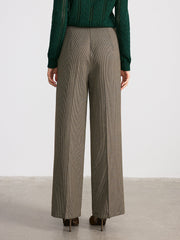 Houndstooth Mid-Waist Straight-Leg Pants