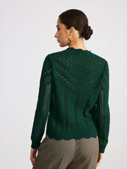Scalloped Edge Openwork Knit Sweater