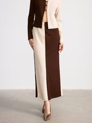 Two-Tone Waffle Knit Top and Skirt Set