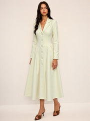 Lapel Collar Button Front Maxi Dress