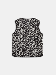 Bow Tie Leopard Print Quilted Vest