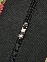 Back Zipper Contrast Strap Floral Printed Corset Top