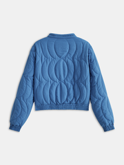 Contrast Floral Jacquard Quilted Winter Coat