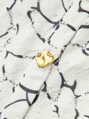 Puff Sleeve Lace Maxi Dress with Double Belt