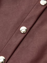 Double-Collar PU Leather Shirt Dress