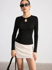 Keyhole Mandarin Button T-Shirt