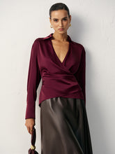 Wrap V-Neck Satin Shirt