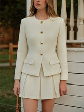 Metal Button Tweed Blazer