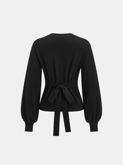 Metal Sun Button Tie-Back Cardigan