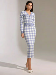 Vintage Plaid Wool Blend Sweater Skirt