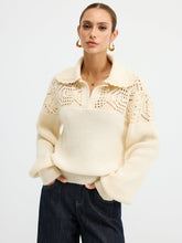 Openwork Polo Knit Sweater
