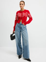 Floral-Patterned Wool Blend Cardigan