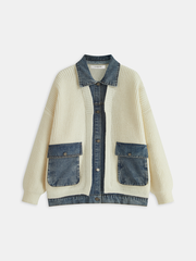 2 in 1 Denim Paneled Cardigan