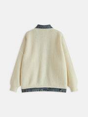 2 in 1 Denim Paneled Cardigan