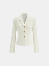 Scalloped Collar Metal Button Blazer