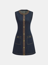 Contrast Trim Denim Sleeveless Mini Dress
