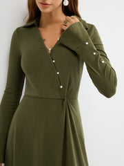 Asymmetrical Twist Knit Maxi Dress