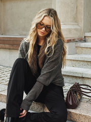 Faux Fur Collar Wool Blend Knit Outerwear