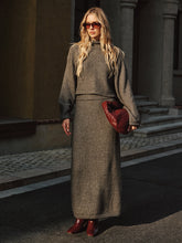 Wool Blend Knit Sweater and Maxi Skirt Set