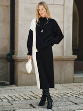 Color-Block Knit Sweater and Midi Skirt Set