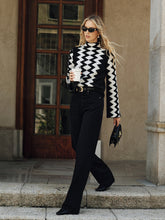 Chevron Pattern Mock Neck Knit Sweater