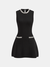 Sleeveless Flared Dress with Sequin Embellishments