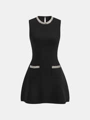 Sleeveless Flared Dress with Sequin Embellishments