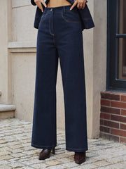 High-Waisted Straight-Leg Jeans