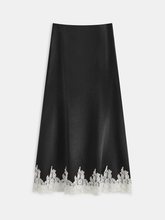 Lace Trim Satin Maxi Skirt
