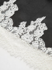 Lace Trim Satin Maxi Skirt