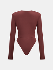 Boxy Shoulder Draped Plunging Neckline Bodysuit
