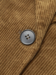 Corduroy Wide-Shoulder Fitted Blazer