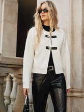 Cable-Knit Cardigan with Buckle Closure