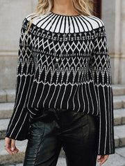Fair Isle Pattern Bell Sleeve Sweater