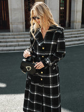 Plaid Belted Wool Blend Trench Coat